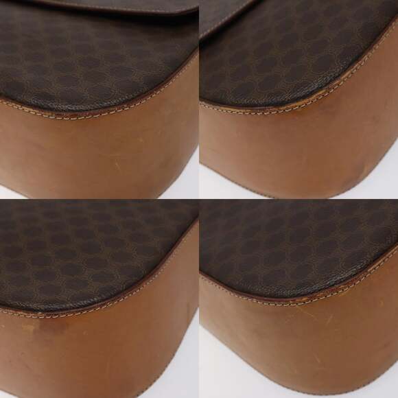 CELINE Macadam Canvas Shoulder Bag Pvc Brown Gold - Picture 10 of 13